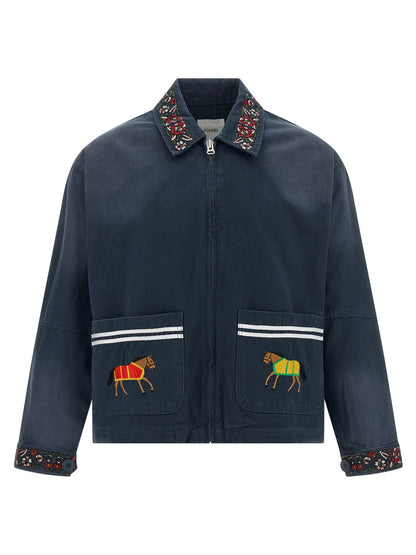 FOUND Blue Cotton Full-Length Jacket
