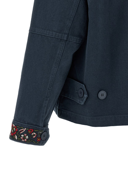 FOUND Blue Cotton Full-Length Jacket
