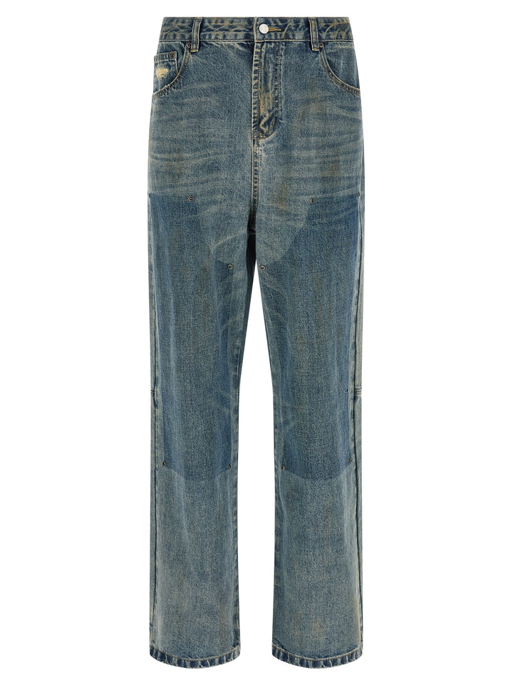 FOUND Blue Cotton Straight-Leg Jeans