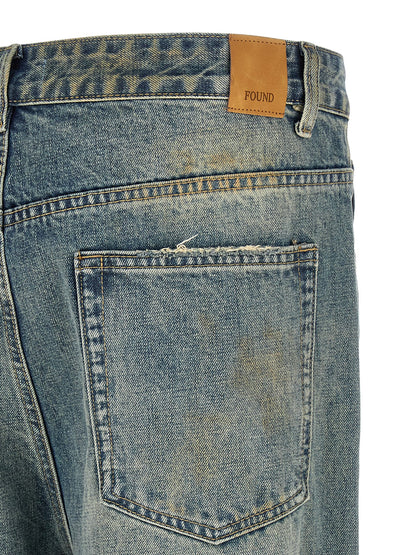 FOUND Blue Cotton Straight-Leg Jeans