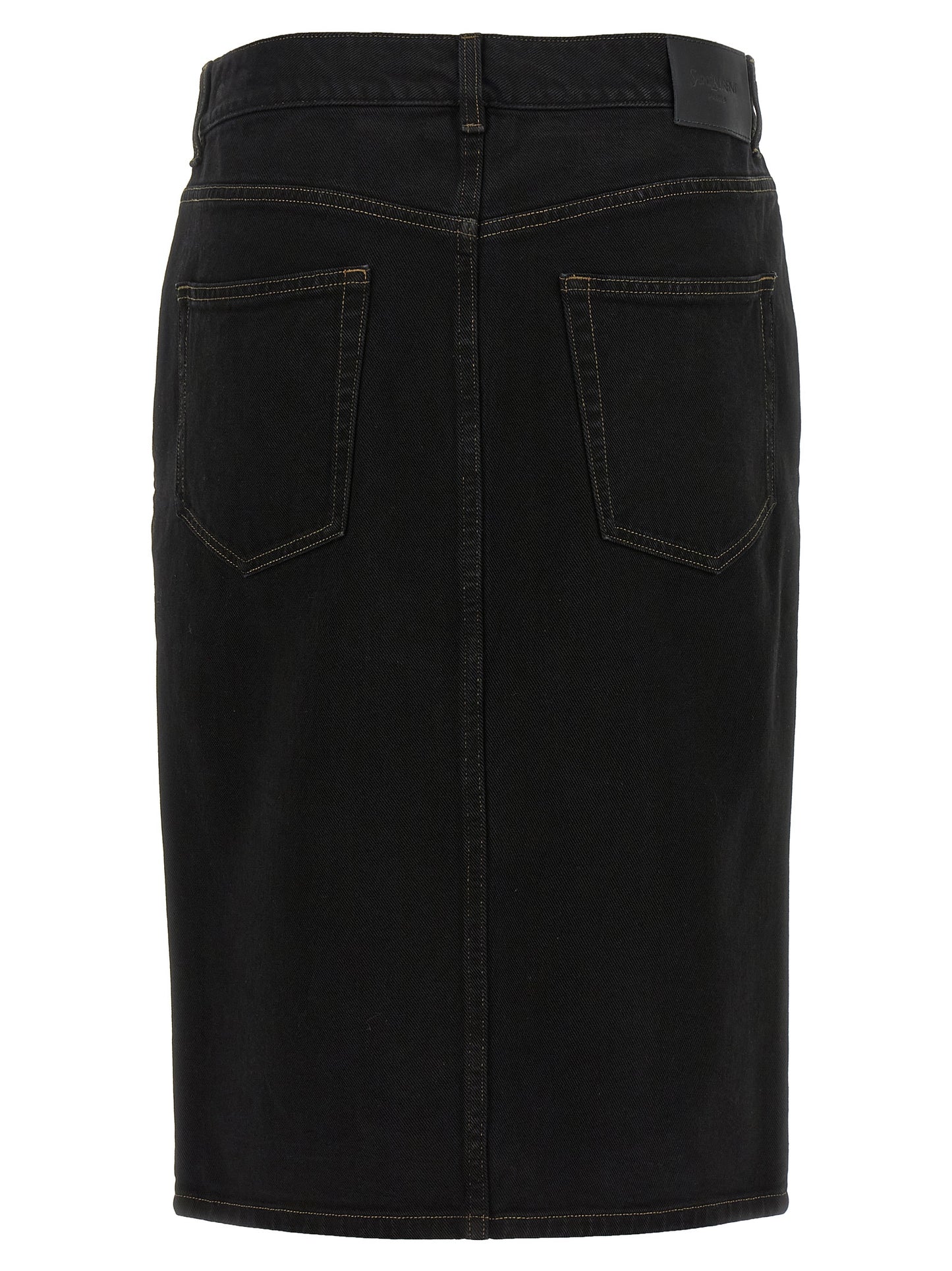 Saint Laurent Black Cotton Midi Skirt