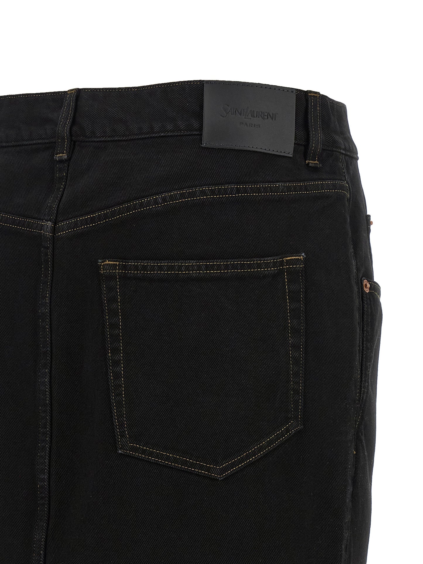 Saint Laurent Black Cotton Midi Skirt