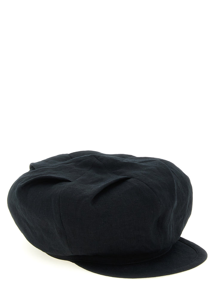 Yohji Yamamoto Black Linen Fatcap Hat