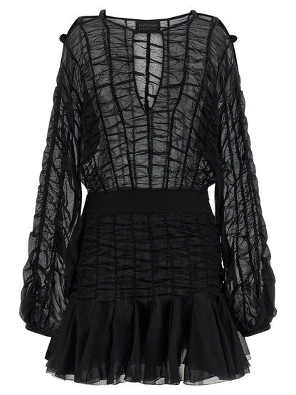 Giovanni Bedin Black Cotton Short Dress