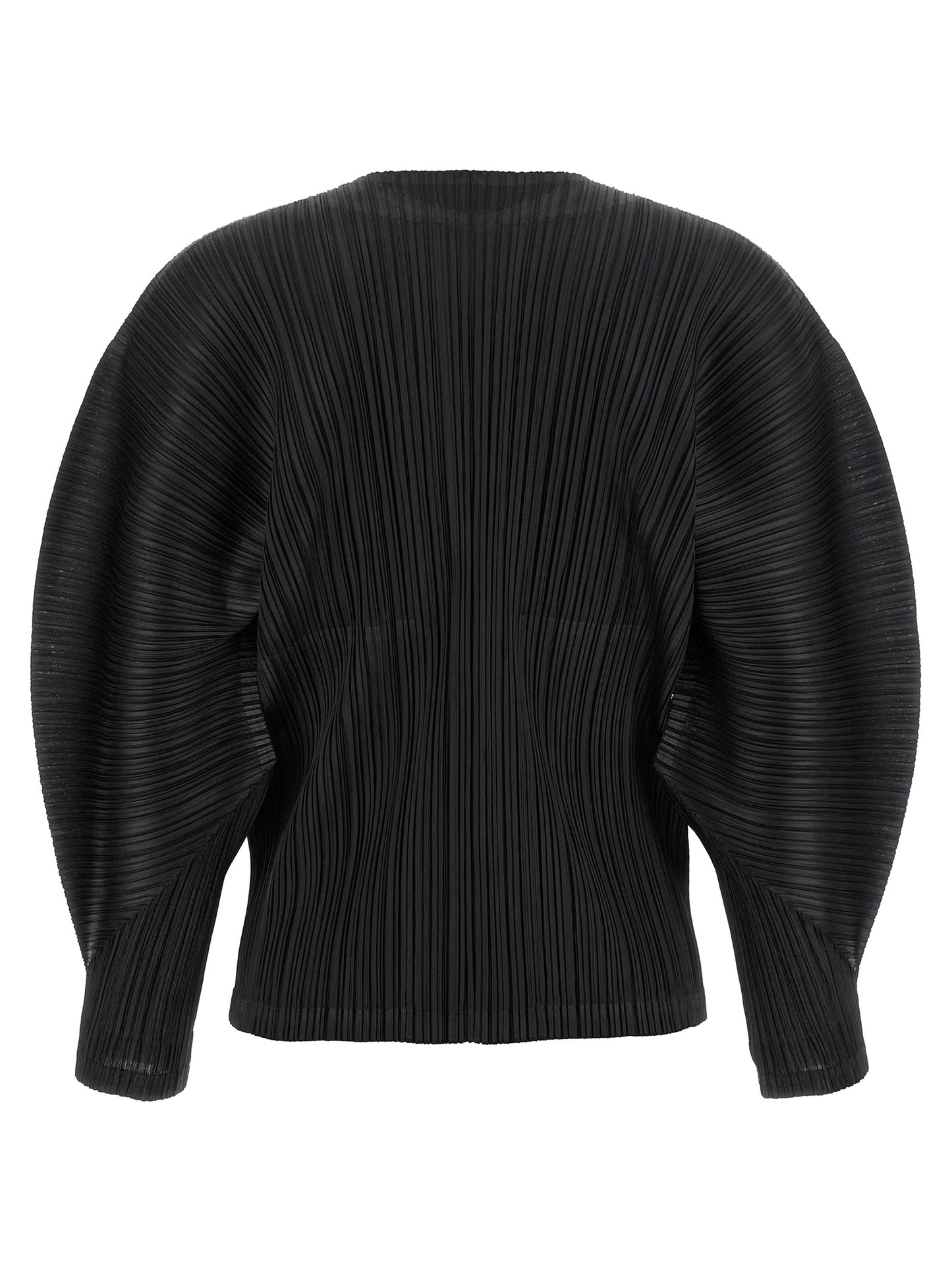 PLEATS PLEASE ISSEY MIYAKE Black Polyester Full-Length Jacket