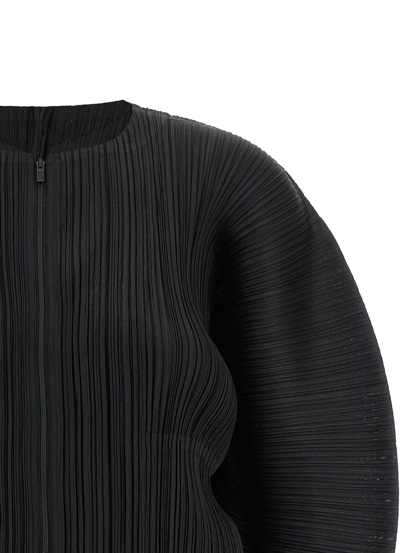 PLEATS PLEASE ISSEY MIYAKE Black Polyester Full-Length Jacket