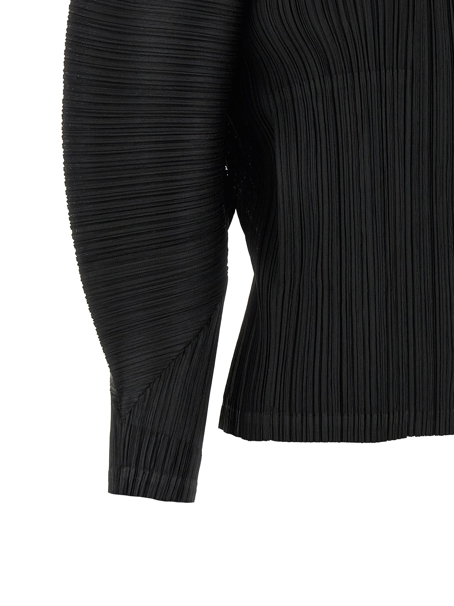 PLEATS PLEASE ISSEY MIYAKE Black Polyester Full-Length Jacket