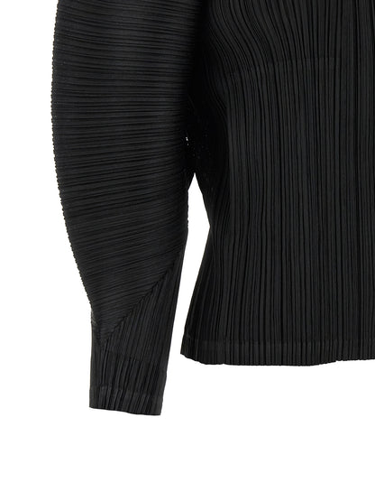 PLEATS PLEASE ISSEY MIYAKE Black Polyester Full-Length Jacket