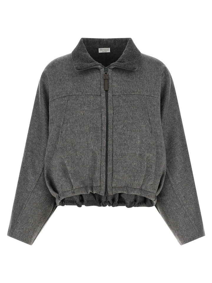 Brunello Cucinelli Gray Virgin Wool Full-Length Jacket