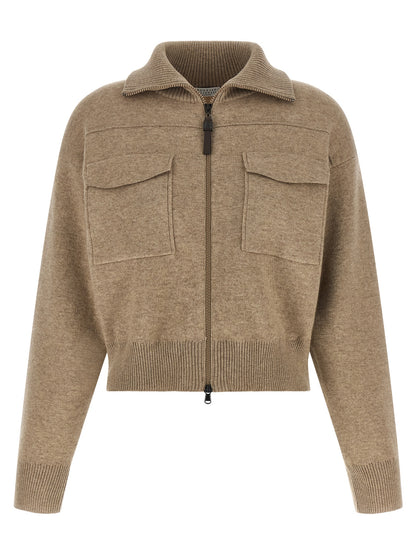 Brunello Cucinelli Beige Cashmere Cardigan