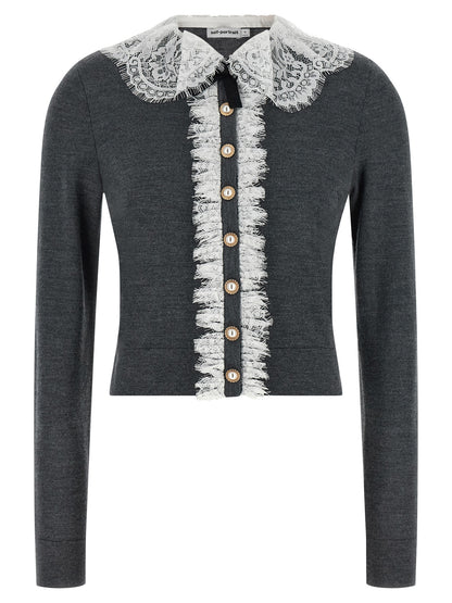 Self-Portrait Gray Wool Cardigan