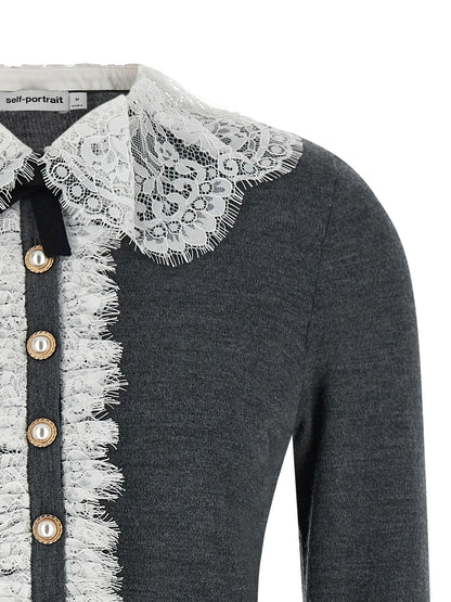 Self-Portrait Gray Wool Cardigan