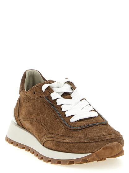 Brunello Cucinelli Brown Calfskin Low Top Sneakers
