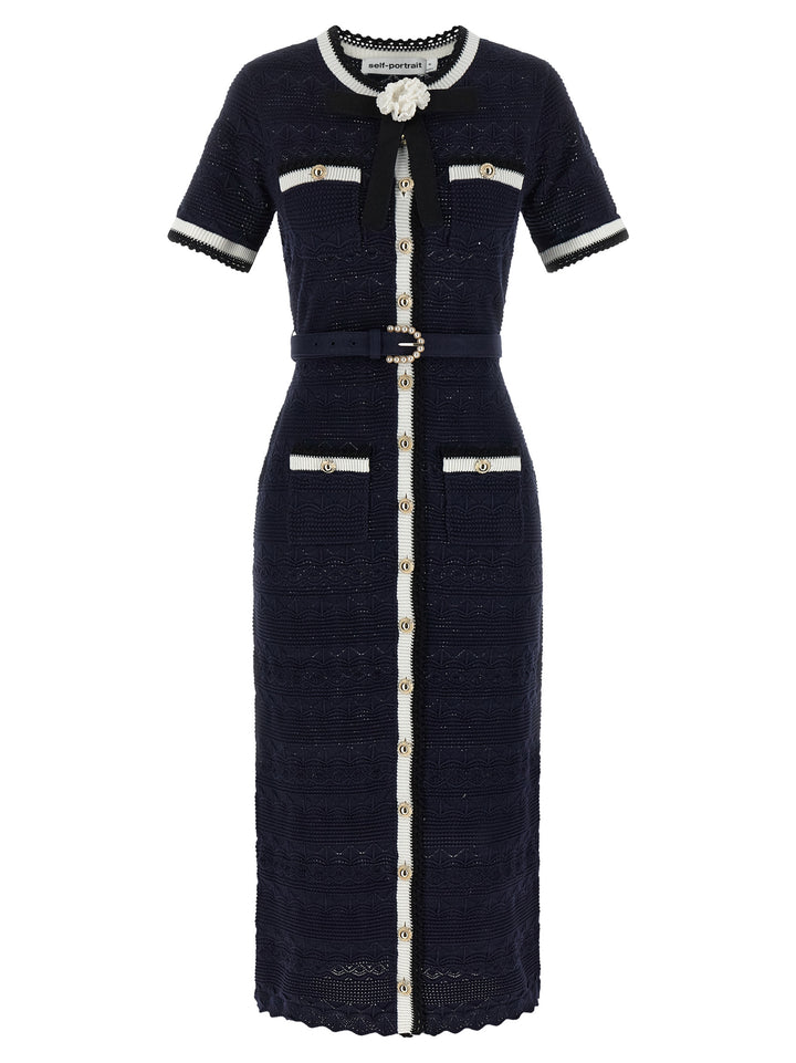 Self-Portrait Blue Cotton Midi Dress