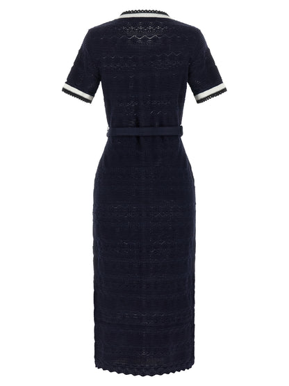 Self-Portrait Blue Cotton Midi Dress