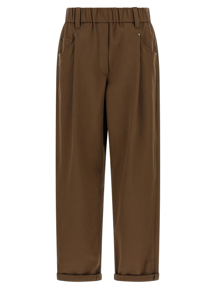 Brunello Cucinelli Brown Cotton Casual Pants