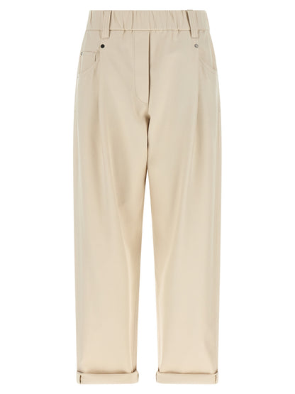 Brunello Cucinelli Beige Cotton Casual Pants