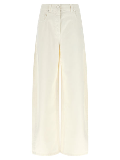 Brunello Cucinelli White Cotton Relaxed Fit Jeans