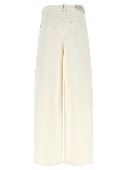Brunello Cucinelli White Cotton Relaxed Fit Jeans