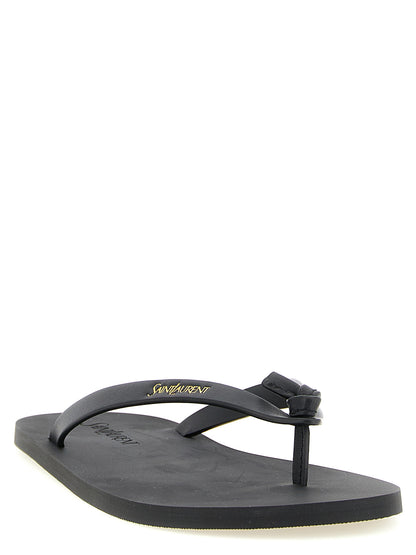 Saint Laurent Black Calfskin Slides