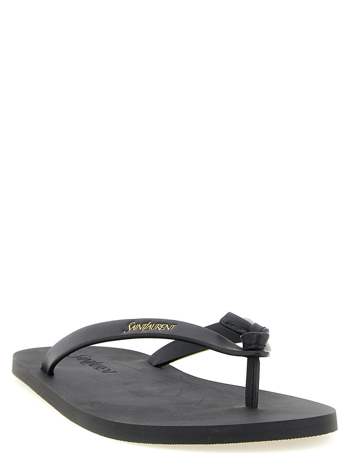 Saint Laurent Black Calfskin Slides