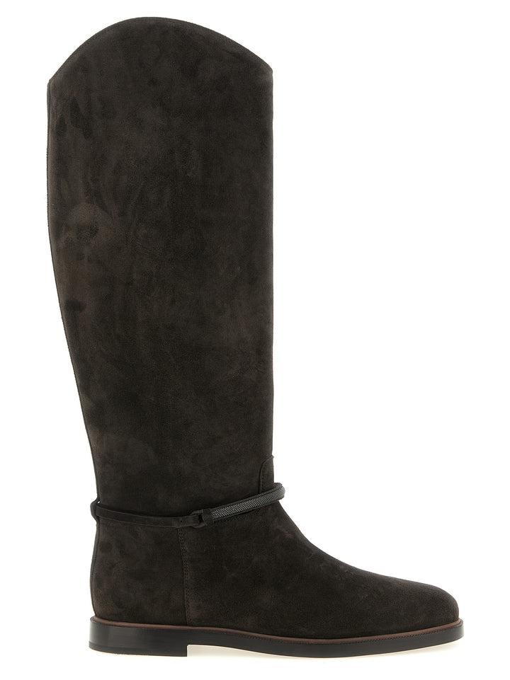 Brunello Cucinelli Black Calfskin Over The Knee