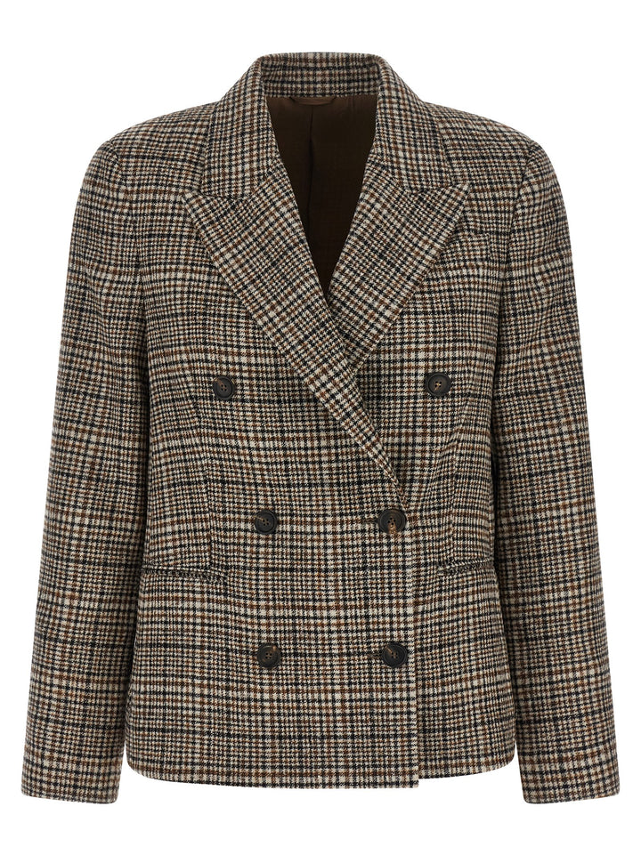 Brunello Cucinelli Beige Alpaca Leather Blazer