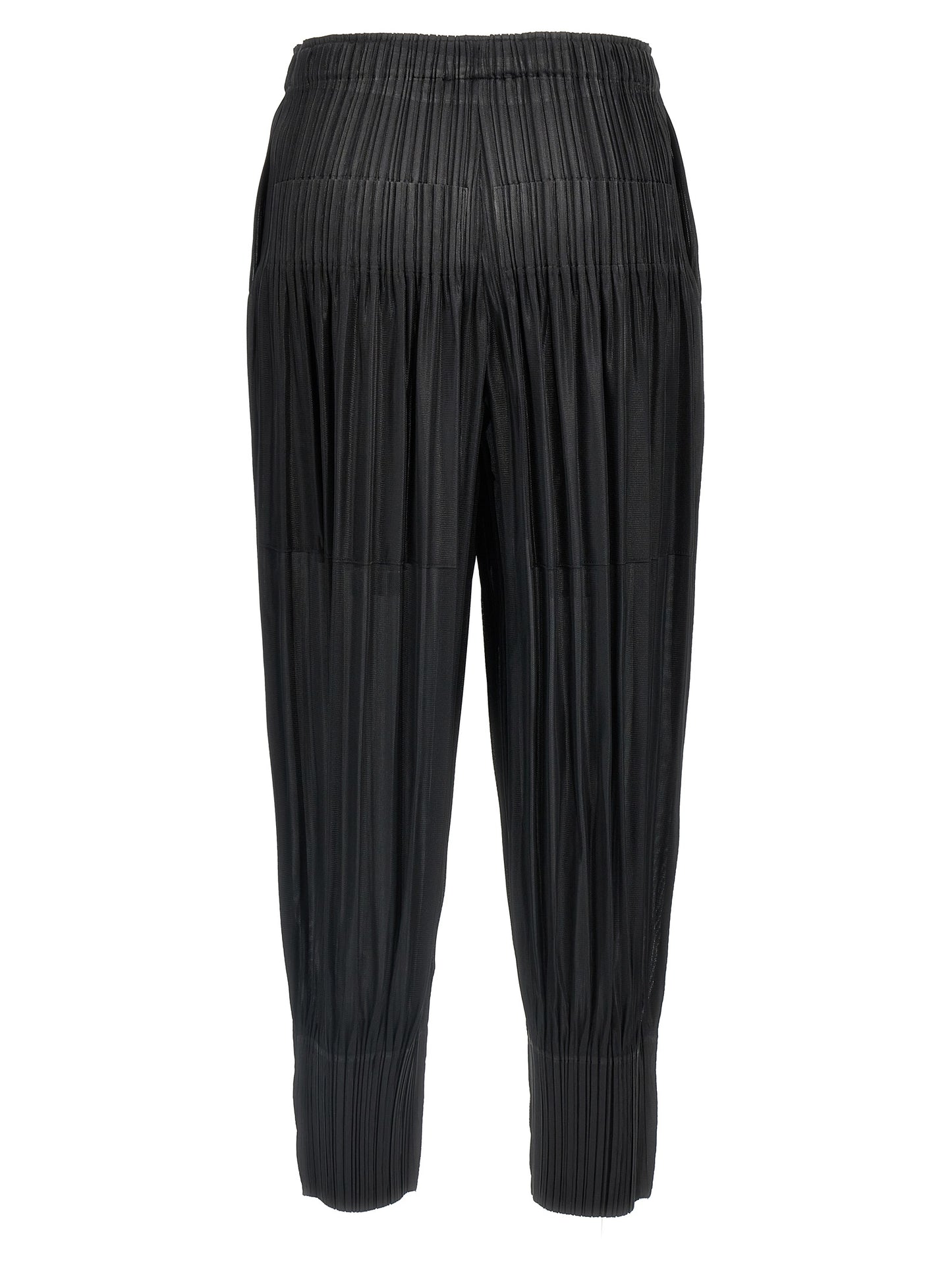 PLEATS PLEASE ISSEY MIYAKE Black Polyester Casual Pants