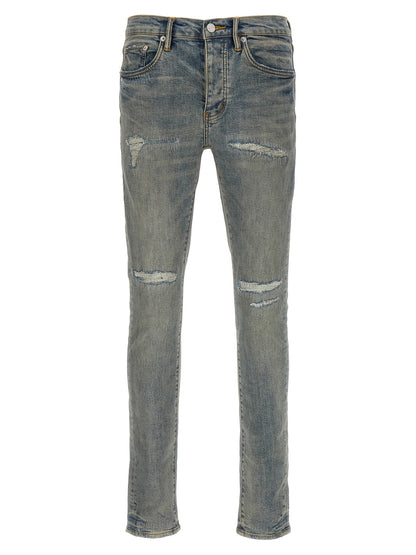 PURPLE Blue Cotton Slim Fit Jeans