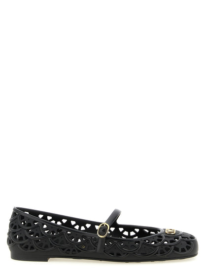Valentino Garavani Black Polyvinyl Ballet Flats