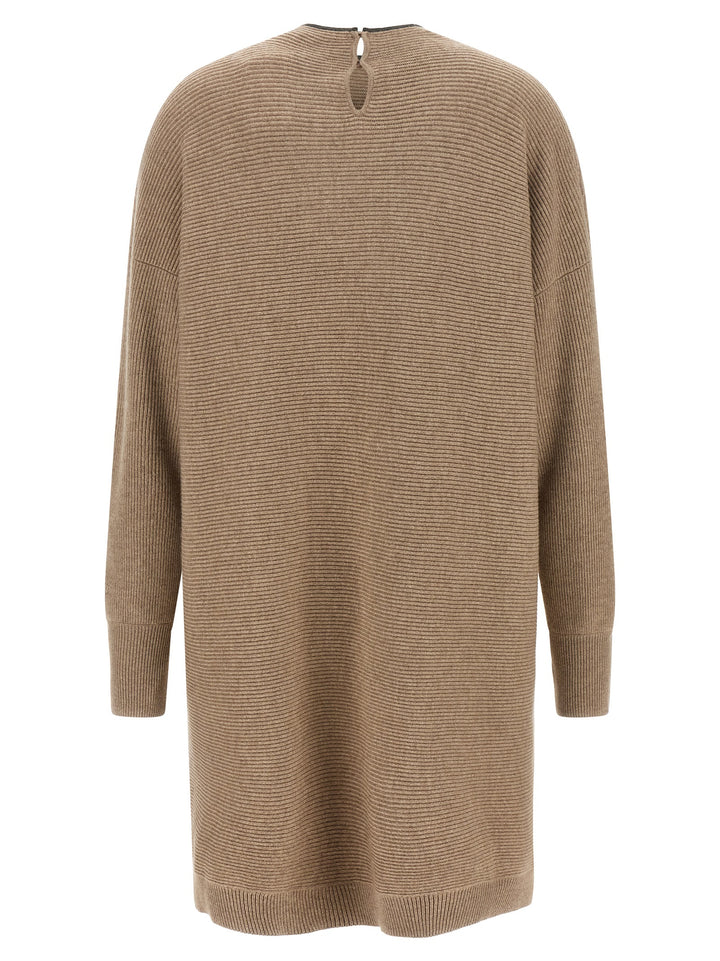 Brunello Cucinelli Beige Virgin Wool Short Dress