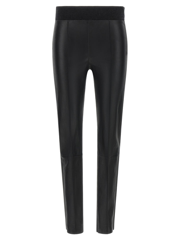 Brunello Cucinelli Black Lamb Leather Leggings