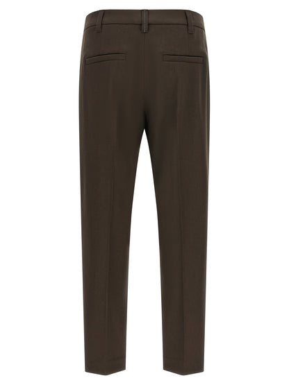 Brunello Cucinelli Brown Virgin Wool Dress Pants
