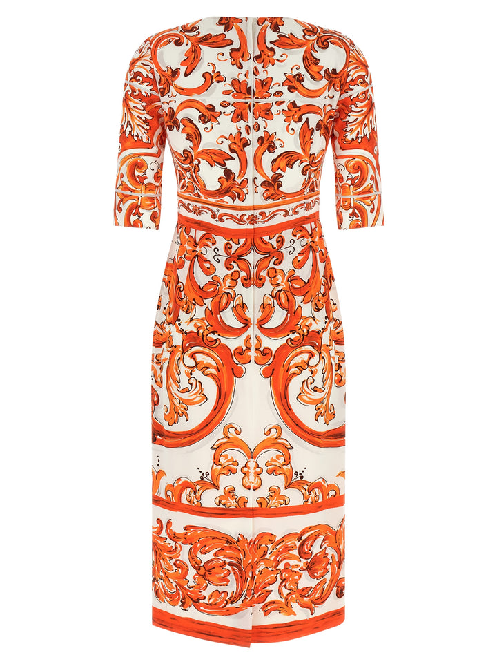 Dolce & Gabbana Orange Silk Midi Dress