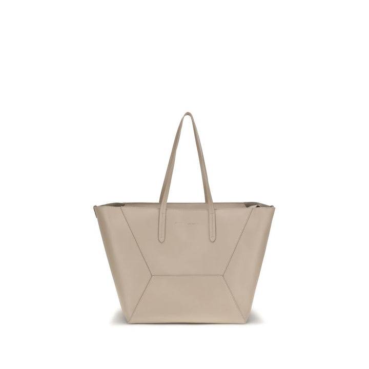 Brunello Cucinelli Beige Calf Leather Bos Taurus Shoulder Bag