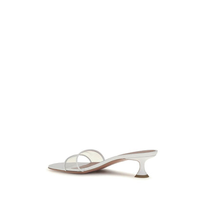 Amina Muaddi White Pvc Sandals