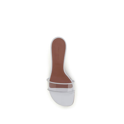 Amina Muaddi White Pvc Sandals