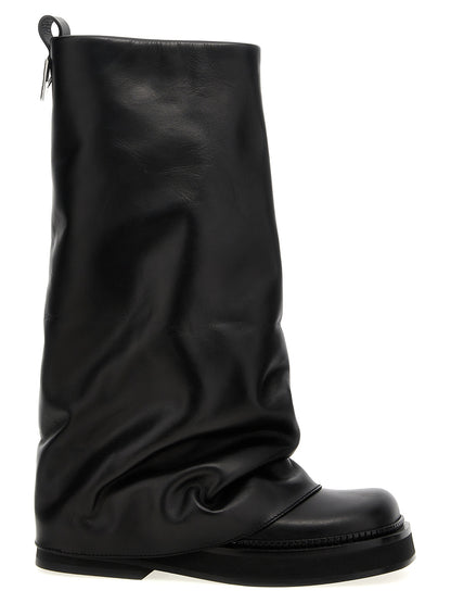 The Attico Black Calfskin Over The Knee