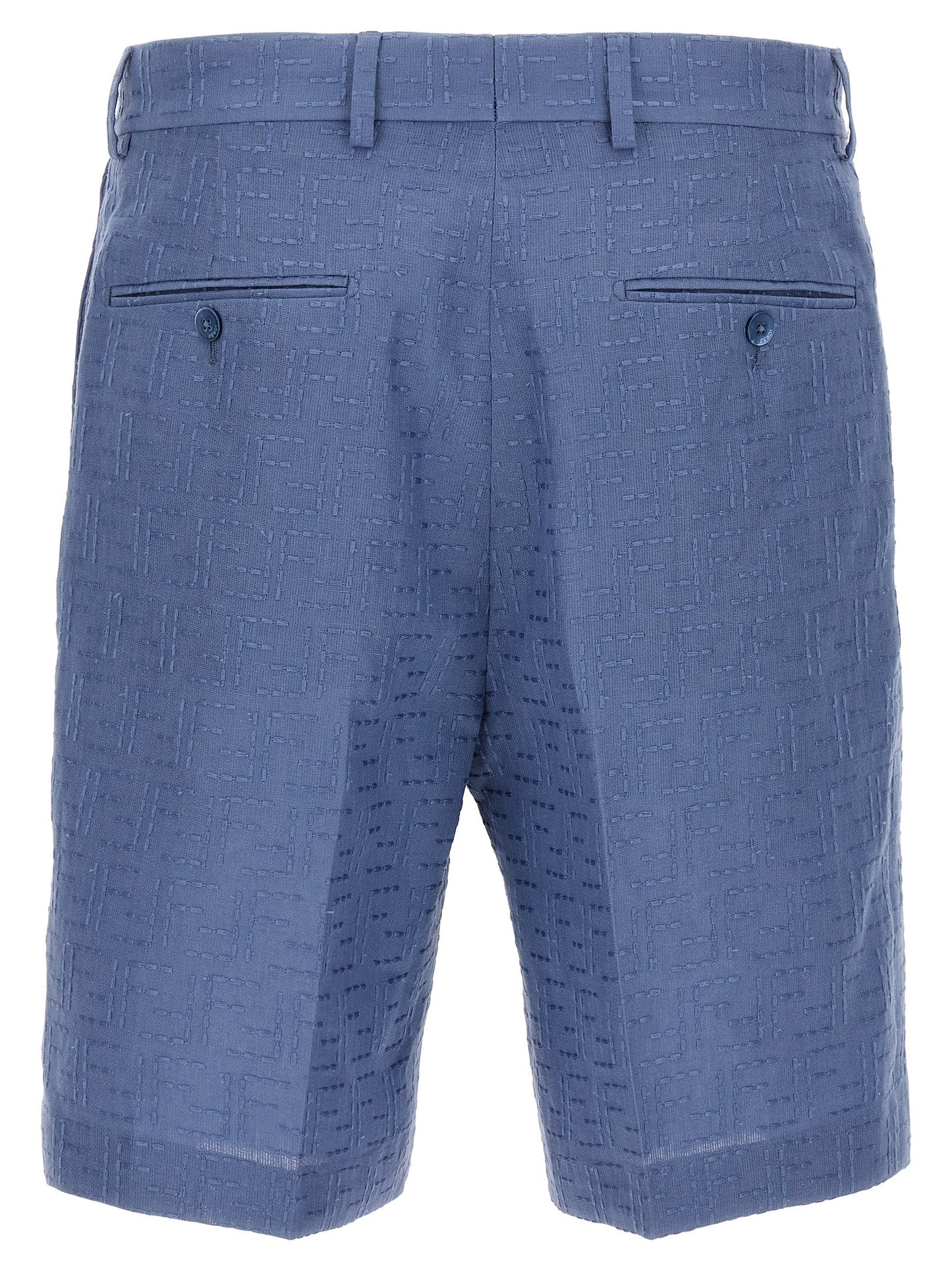 Fendi Blue Linen Bermuda Shorts