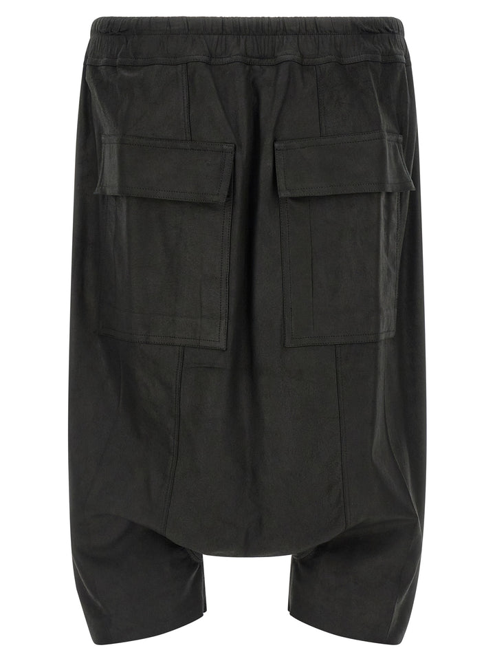 Rick Owens Black Lamb Leather Bermuda Shorts