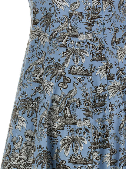 Staud Blue Cotton Midi Dress