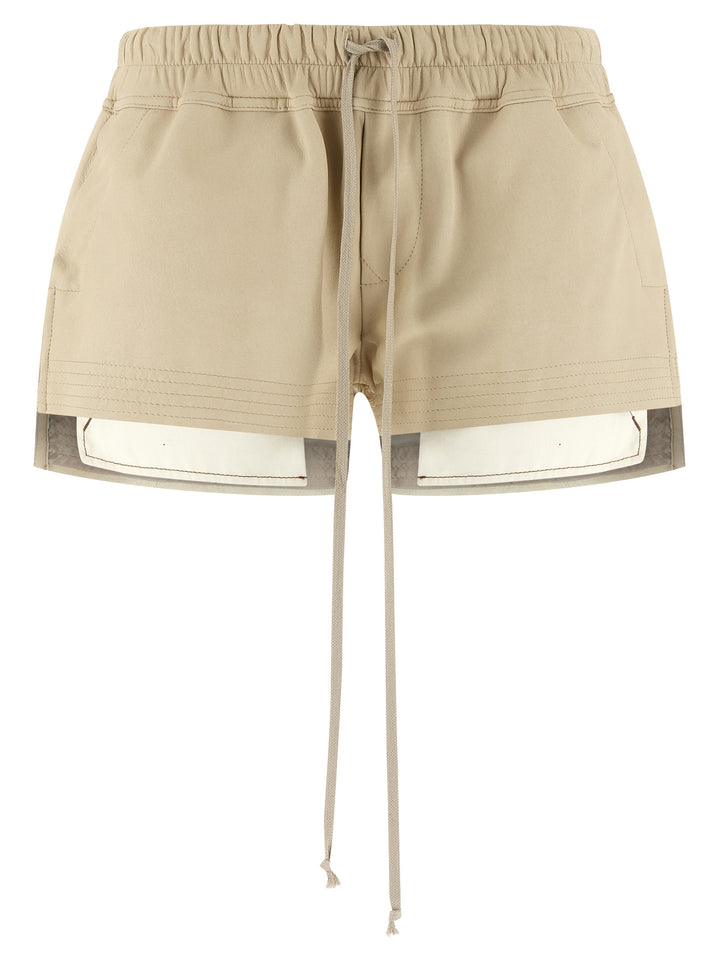 Rick Owens Beige Lamb Leather Bermuda Shorts