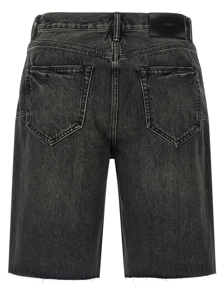 PURPLE Black Cotton Bermuda Shorts