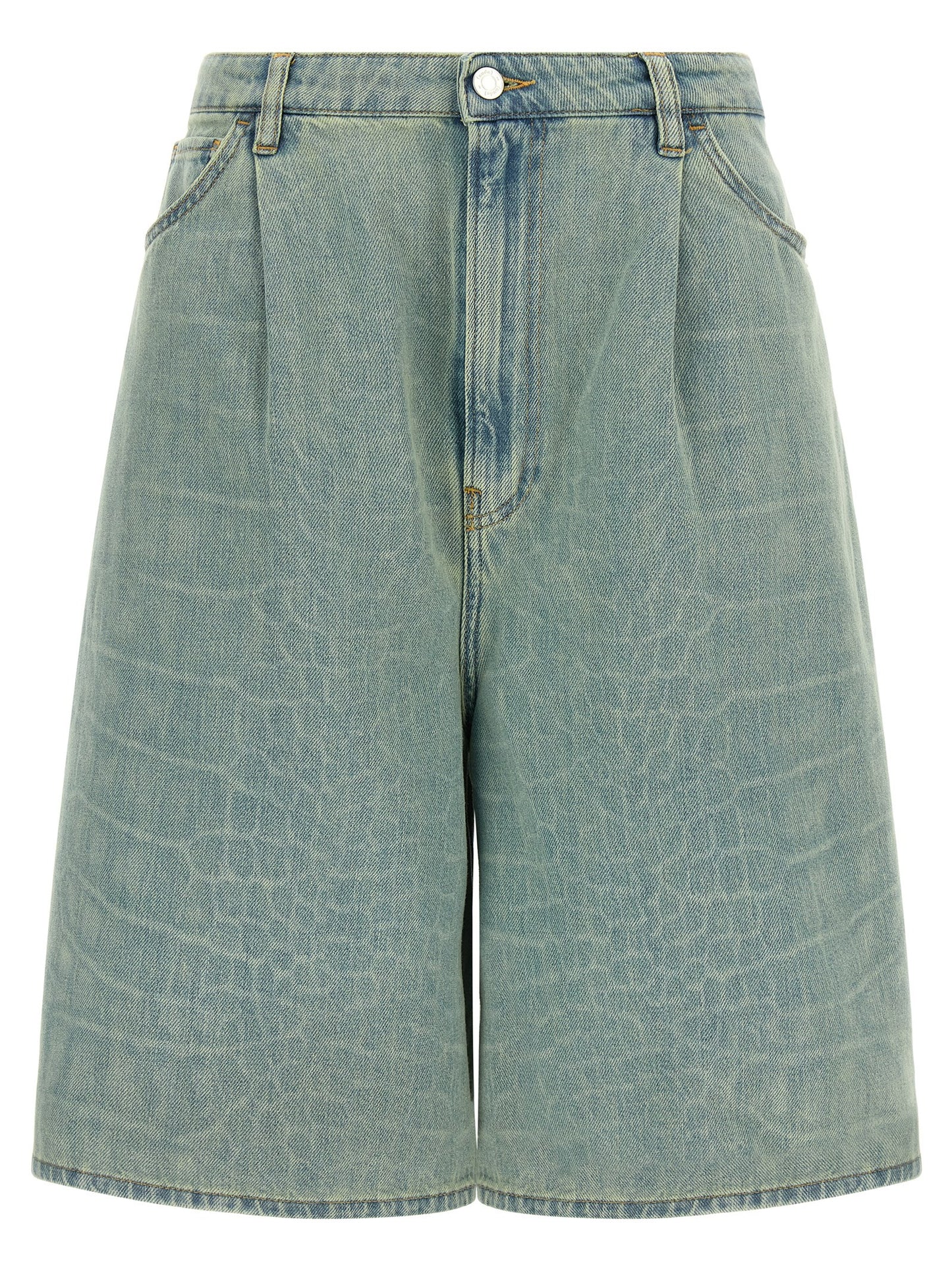 NUDE Blue Cotton Bermuda Shorts