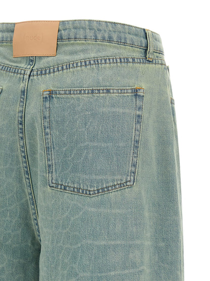 NUDE Blue Cotton Bermuda Shorts