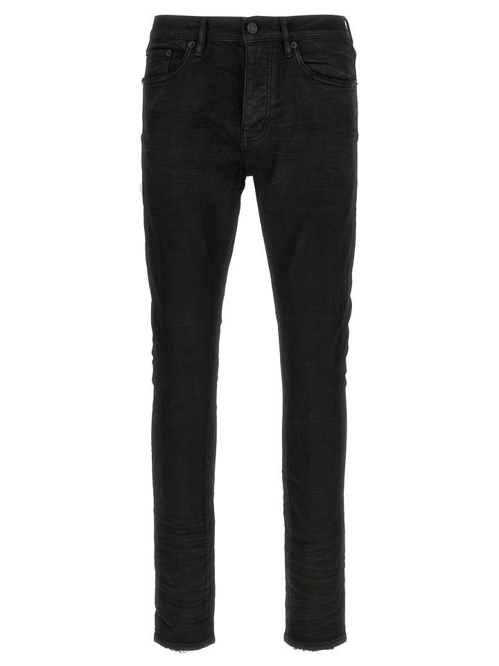 PURPLE Black Cotton Tapered Jeans