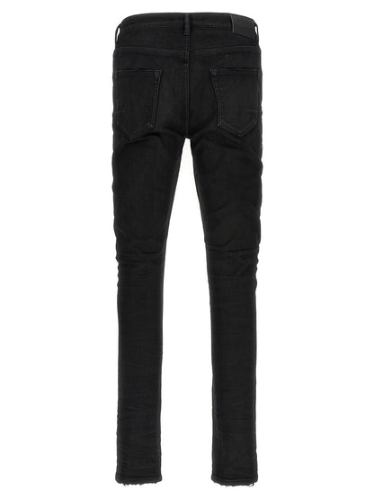 PURPLE Black Cotton Tapered Jeans
