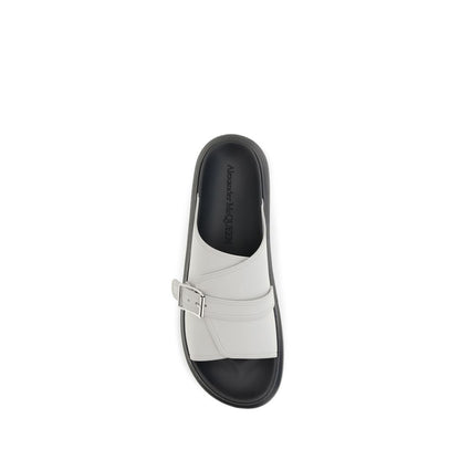 Alexander McQueen Gray Calf Leather Bos Taurus Platform Sandals
