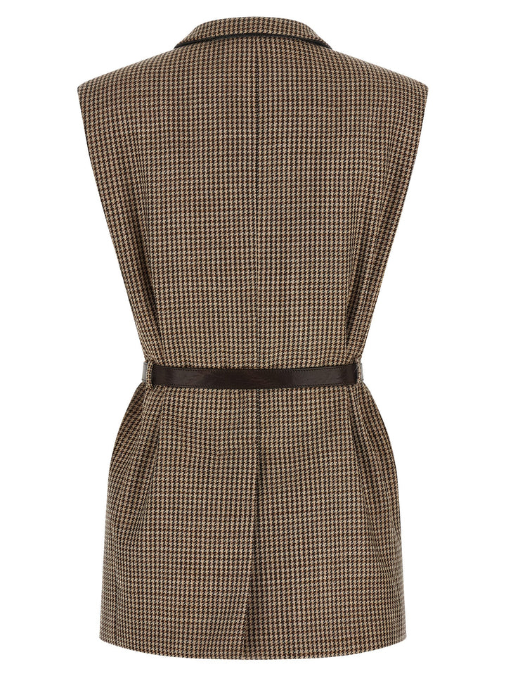 Brunello Cucinelli Beige Virgin Wool Sleeveless Jacket