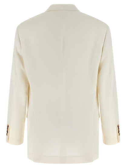 Brunello Cucinelli White Silk Blazer